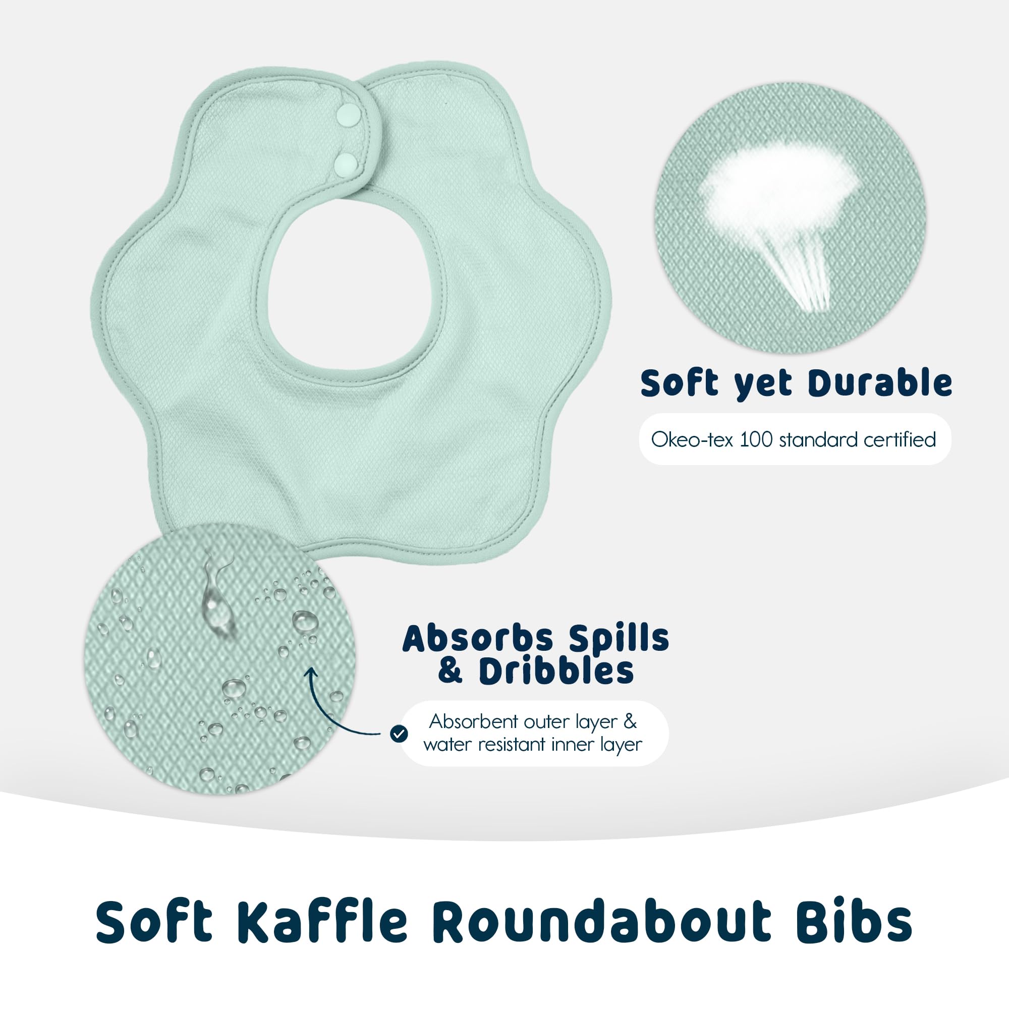 Tiny Twinkle Roundabout Drool Bibs 3 Pack - 360 Rotating Waterproof and Absorbent Teething Baby Bibs (Boy Set Sage 3-Pack) - Image 5