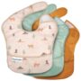 Tiny Twinkle Mess-Proof Baby Bibs for Eating | Waterproof, Wipeable Toddler Bibs with Catch-All Pocket | Feeding Bibs for Girls & Boys(3 Pack,Cowboy)