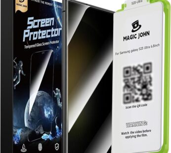 MAGIC JOHN 2 Pack for Samsung Galaxy S23 Ultra Privacy Screen Protector [Ceramic Film Material Not Glass] 6.8 inch,[100% Fingerprint ID Compatible] Easy Installation Tray, Shock-Resistant, 3D Curved,