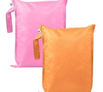 Tiny Twinkle Mess Proof Wet Bags | 2-Pack Reusable Waterproof Wet Bags for Swimsuits | Baby Clothes | Travel & Diaper Bag (Sweet Treat)