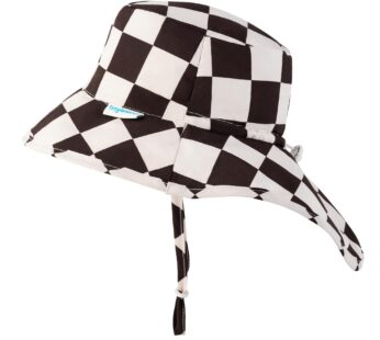Tiny Twinkle Protective Sun Hats with Flaps for Babies & Toddlers|Lightweight Quick-Dry Hat for Beach&Swim(Black Checkers,0-6 Months)