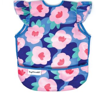 Tiny Twinkle Mess Proof Baby Bib for Girls | Waterproof Toddler Bib for Eating | Baby Apron for Feeding | Machine Washable | Perfect Shower Gift (Floral Blue, 2-4Y)