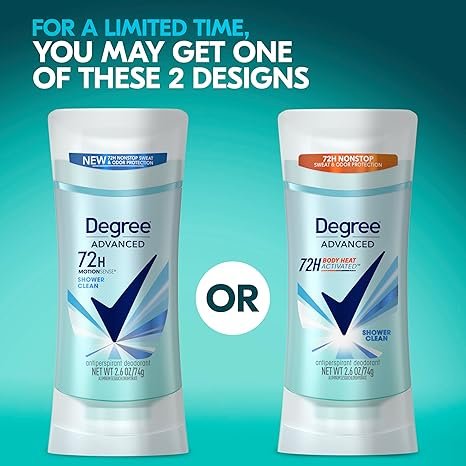 Degree Advanced Protection Antiperspirant Deodorant Shower Clean for 72-Hour Sweat & Odor Control for Women, with Body Heat Activated Technology, 2.6 oz - Image 2