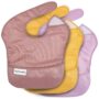 Tiny Twinkle Mess-Proof Baby Bibs for Eating | Waterproof, Wipeable Toddler Bibs with Catch-All Pocket | Feeding Bibs for Girls & Boys(3 Pack,Sage,Taupe, Dandelion)