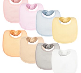 Tiny Twinkle Baby Feeding Bibs 8 Pack – Waterproof and Absorbent Infant Drool and Feeding Baby Bibs (Girl Macaron 8-Pack)