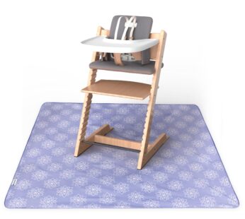 Tiny Twinkle Splat Mat for Under High Chair or Table | 51″ x 51″ Waterproof & Mess-Proof High Chair Mat for Baby, Machine Washable for Mealtime or Art (Lotus)