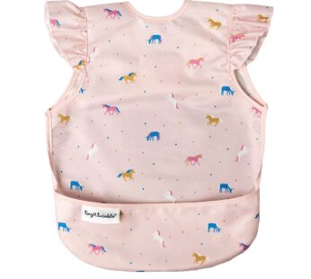 Tiny Twinkle Mess Proof Baby Bib for Girls | Waterproof Toddler Bib for Eating | Baby Apron for Feeding | Machine Washable | Perfect Shower Gift (Unicorn Confetti, 2-4Y)