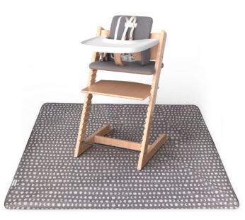 Tiny Twinkle Splat Mat for Under High Chair or Table | 51″ x 51″ Waterproof & Mess-Proof High Chair Mat for Baby, Machine Washable for Mealtime or Art (Luna)