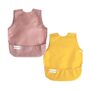 Tiny Twinkle Mess Proof Baby Bibs | 2 Pack Waterproof Toddler Bib for Eating | Baby Apron for Feeding, Machine Washable, Perfect Shower Gift (Taupe Dandelion, 6?24M)