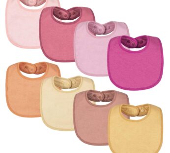 Tiny Twinkle Baby Feeding Bibs 8 Pack – Waterproof and Absorbent Infant Drool and Feeding Baby Bibs (Girl Set 8-Pack)