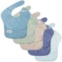 Tiny Twinkle Mess-Proof Baby Bibs for Eating | Waterproof, Wipeable Toddler Bibs with Catch-All Pocket | Feeding Bibs for Girls & Boys(5 Pack, Boy Spring)
